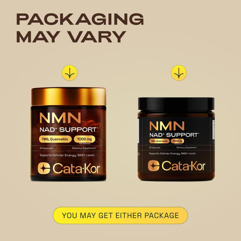 Cata-Kor NAD+ Supplement – NMN 500 Mg | Quercetin | TMG | Resveratrol Complex – Supports Cellular Energy & NAD+ Levels - Vitamin Dietary Supplement Healthcare