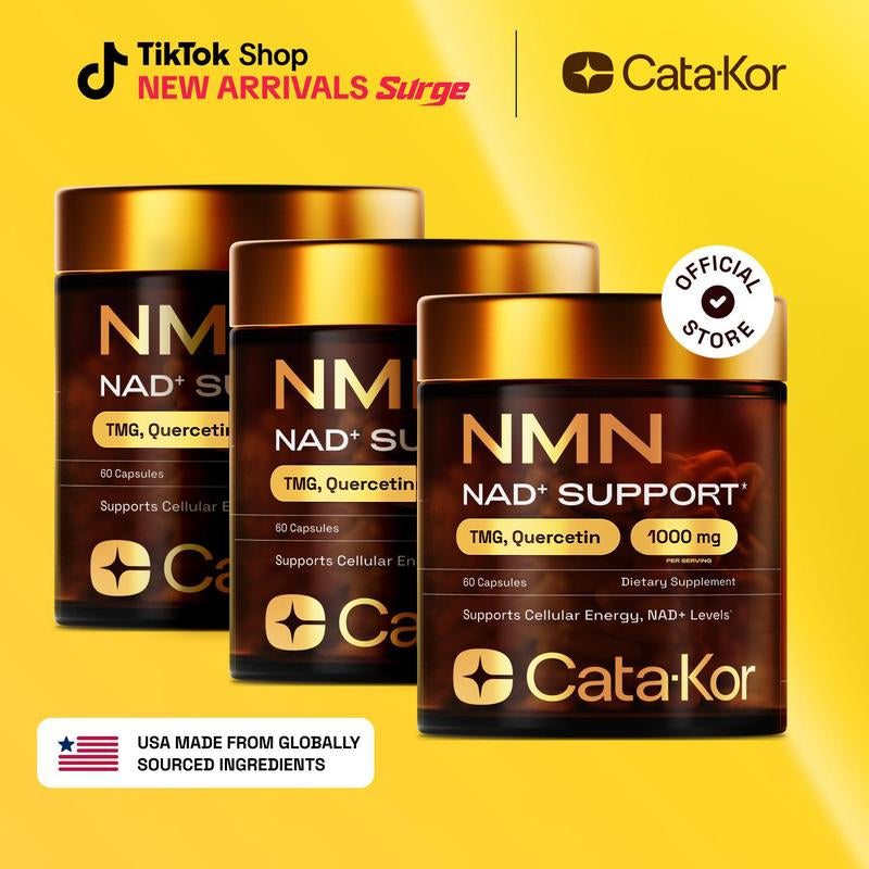 Cata-Kor NAD+ Supplement – NMN 500 Mg | Quercetin | TMG | Resveratrol Complex – Supports Cellular Energy & NAD+ Levels - Vitamin Dietary Supplement Healthcare