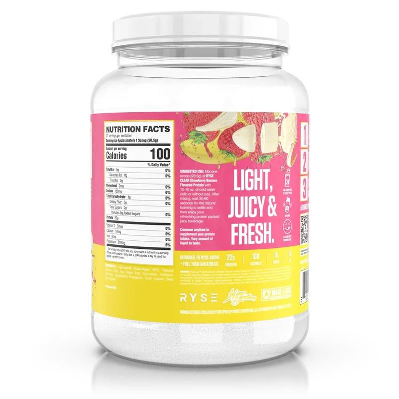 RYSE - Clear Whey Protein Powder - 22G of Whey Isolate Protein & Zero Sugar - 27 Servings
