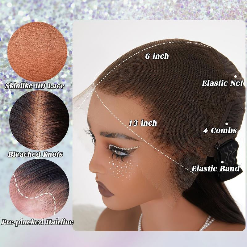 Mamushow 13X6 Real SKINLIKE HD Lace Frontal Body Wave Wigs Human Hair Pre Plucked Bleached Tiny Knots 250 Density 0.10Mm Ultra Thin Invisible Lace Front Wigs for Women Human Hair