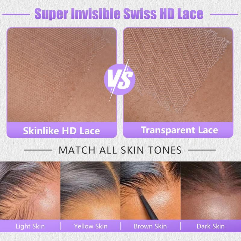 Mamushow 13X6 Real SKINLIKE HD Lace Frontal Body Wave Wigs Human Hair Pre Plucked Bleached Tiny Knots 250 Density 0.10Mm Ultra Thin Invisible Lace Front Wigs for Women Human Hair