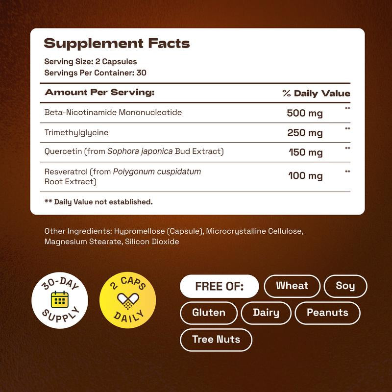 Cata-Kor NAD+ Supplement – NMN 500 Mg | Quercetin | TMG | Resveratrol Complex – Supports Cellular Energy & NAD+ Levels - Vitamin Dietary Supplement Healthcare