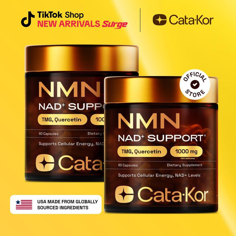 Cata-Kor NAD+ Supplement – NMN 500 Mg | Quercetin | TMG | Resveratrol Complex – Supports Cellular Energy & NAD+ Levels - Vitamin Dietary Supplement Healthcare
