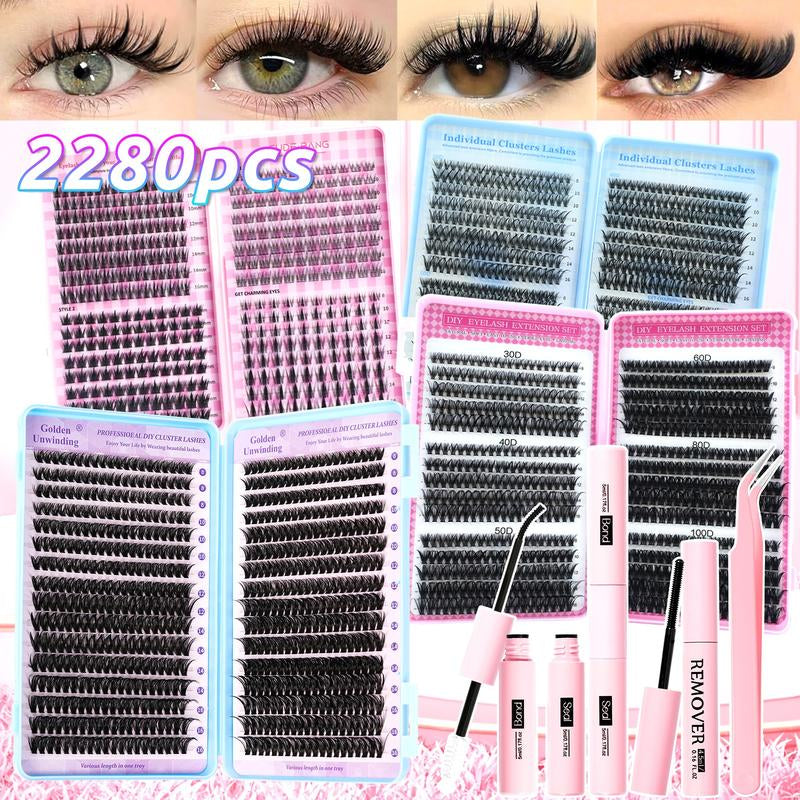 High-Capacity False Eyelashes in Various Styles, D-Curved Design, Easy DIY Personal False Eyelashes, Including Adhesives and Sealants, as Well as Tools for Attaching the False Eyelashes. DIY False Eyelash Extension Kit, Suitable for Daily Use, Parties