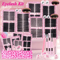 1712PCS Eyelash Cluster Kit, Dense Long Curl Lashes DIY Extension Set, Multiple Lengths, Eyelash Glue Tweezers, Includes Bond&Seal &Remove&Eyelash Tweezers &Brush D Curl（Ss02）