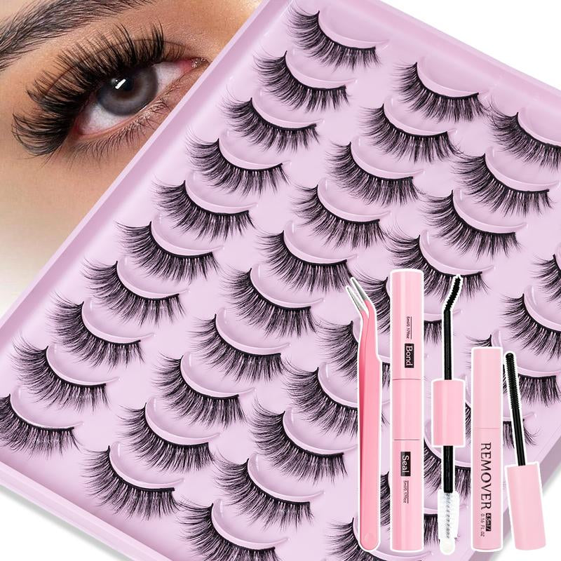High-Capacity False Eyelashes in Various Styles, D-Curved Design, Easy DIY Personal False Eyelashes, Including Adhesives and Sealants, as Well as Tools for Attaching the False Eyelashes. DIY False Eyelash Extension Kit, Suitable for Daily Use, Parties
