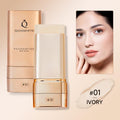 QIANWHITE Luminous Dual-Ended Concealer Foundation Stick with Built-In Brushes Complimentary Puff 24H Long-Lasting Waterproof Sweatproof One-Swipe Even Flawless Base Clear Radiant Skin Foundation Stick