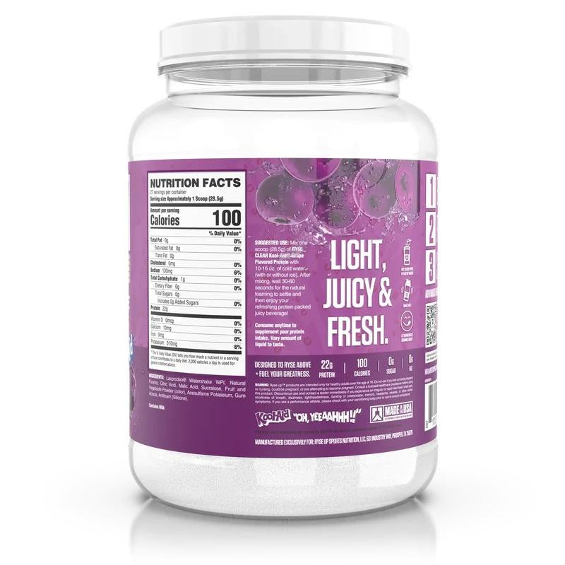 RYSE - Clear Whey Protein Powder - 22G of Whey Isolate Protein & Zero Sugar - 27 Servings